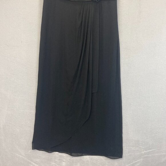 R&M Richards Chiffon Evening Dress Gown Sz‎ 16 Empire Waist Black Formal Wedding - Picture 9 of 16